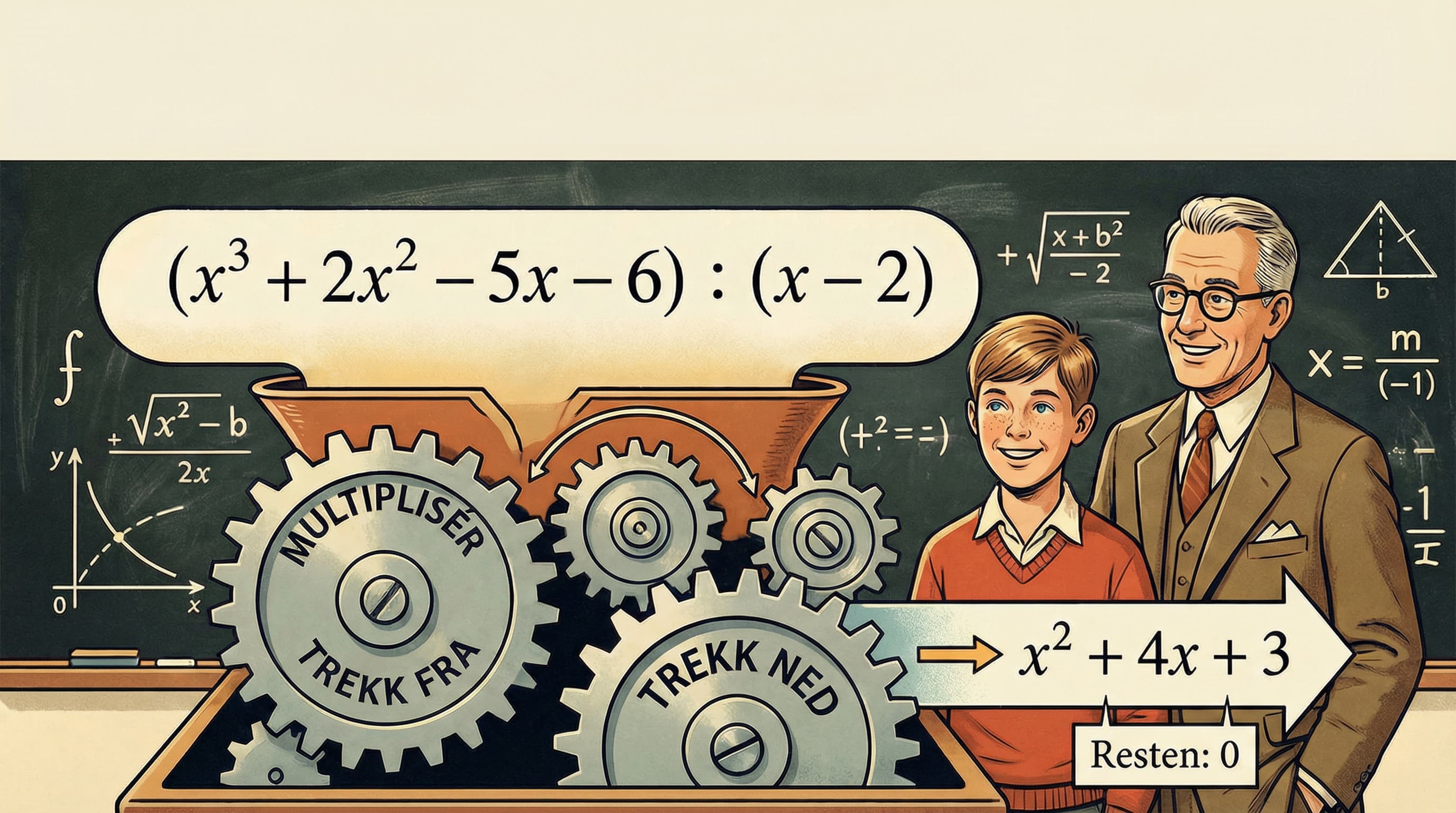 Polynomdivisjon med lineær divisor